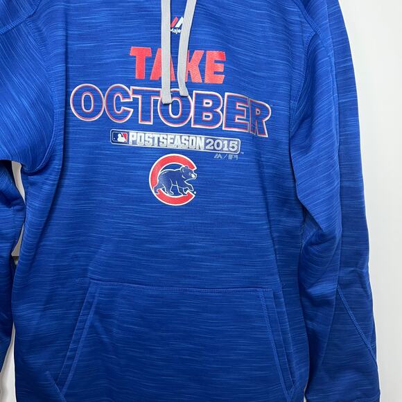 Majestic Authentic MLB Mens Chicago‎ Cubs Postseason Blue Hoodie Size Small - Picture 3 of 7